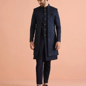 Men's Ethnic Motifs Long Jacket and Indo- Western Trouser Set